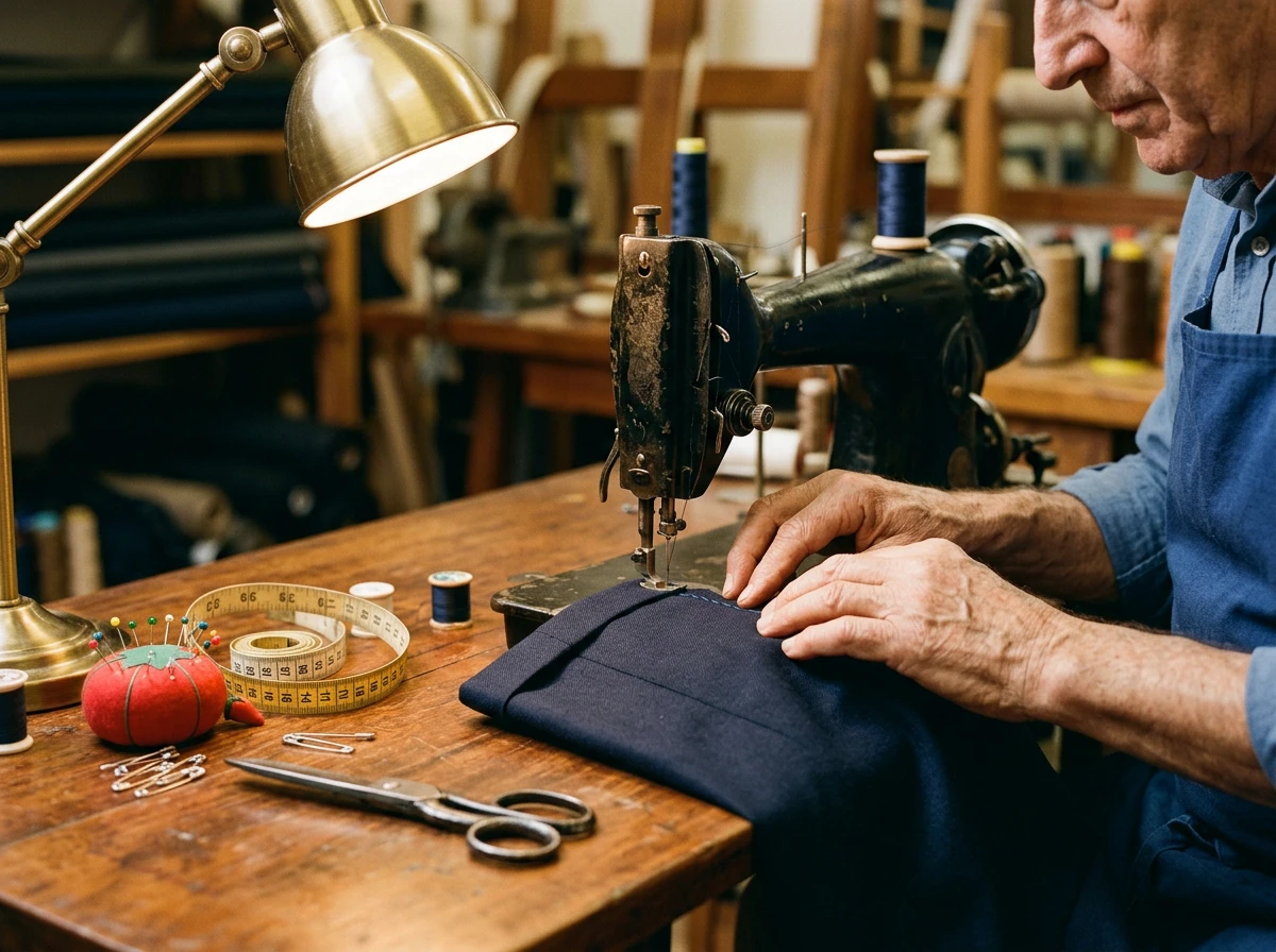 Tailleur réalisant des retouches et réparations de vêtements